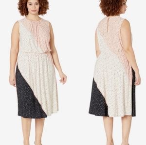 LONDON Blue & cream London Times Speckle Printed Jersey  blouson dress, size 14